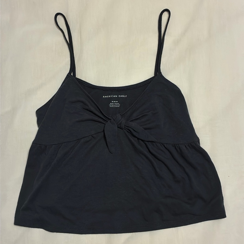 Navy American Eagle tie crop tank